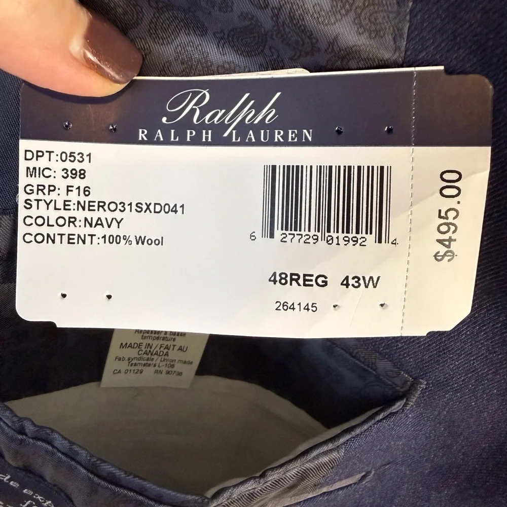 Ralph Lauren mens navy wool blazer